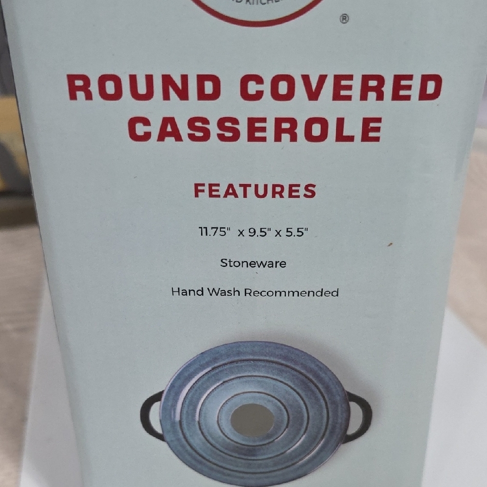 Chef's Counter Round Covered Casserole - Blue Unique Reactive Glaze - Picture 4 of 5